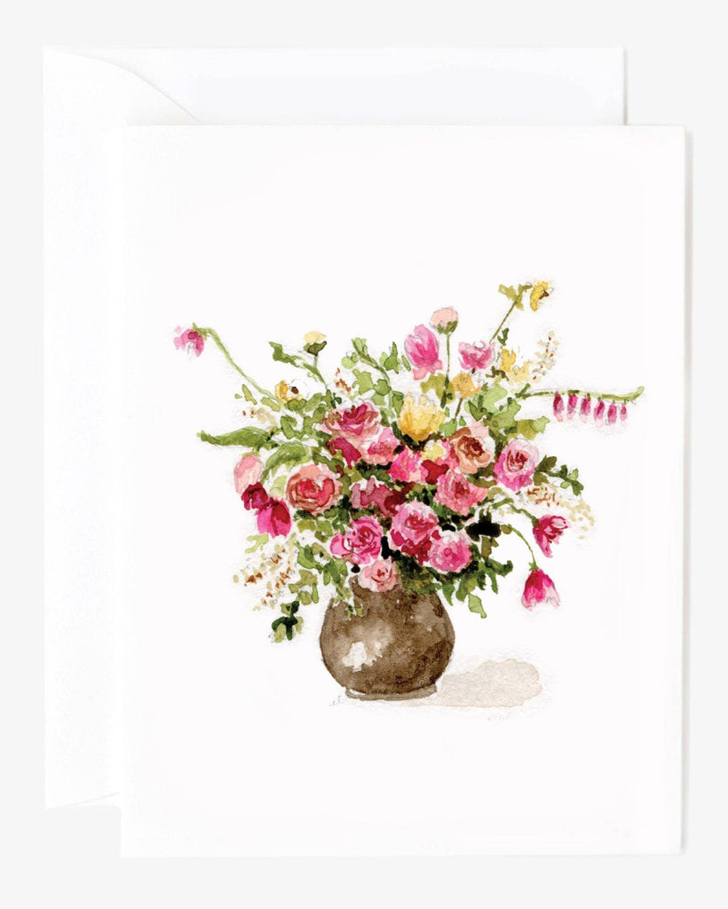 Vase of flowers on a white background