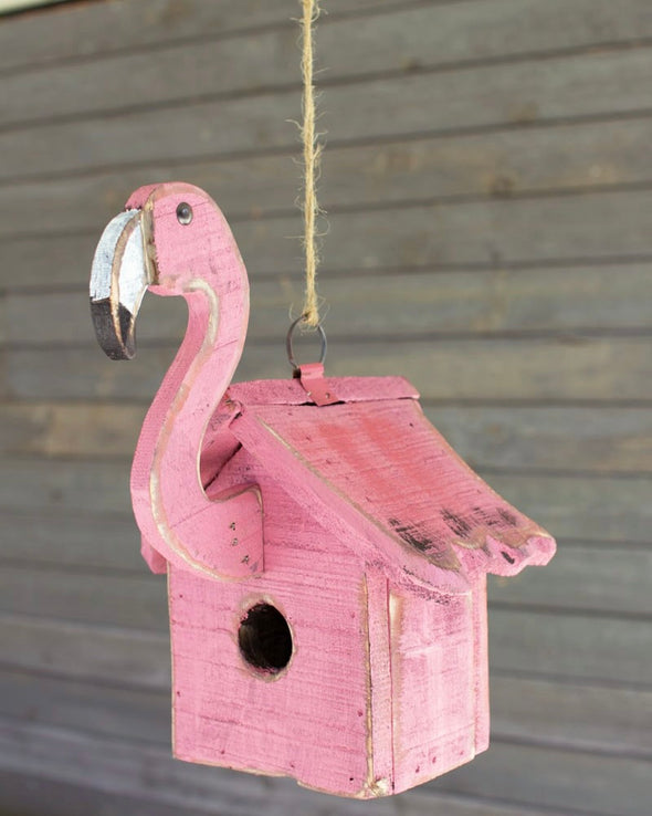 Recycled Wooden Flamingo Birdhouse