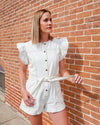 Emmy Ivory Denim Romper