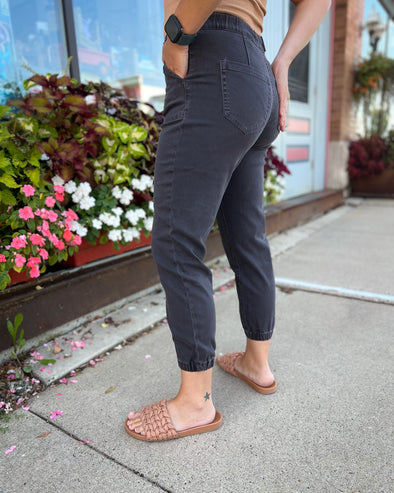 Nashville Washed Black Denim Joggers