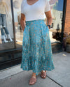Paisley Satin Midi Skirt