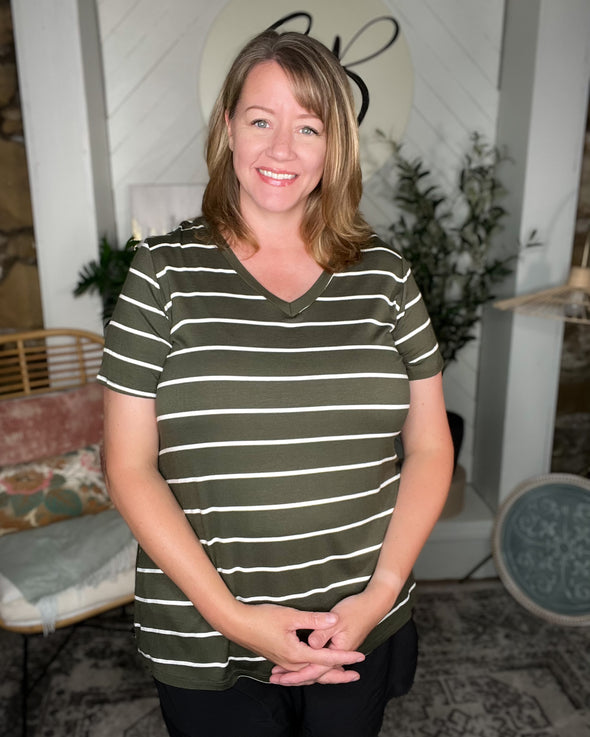 Olive Stripe Tee