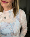 Marbled Mesh Mockneck