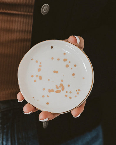 White Gold Speckled Jewelry Dish