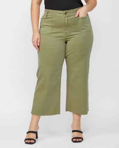 Olive High Rise Crop Jeans