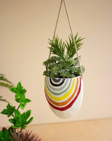Hanging Ceramic Rainbow Planter