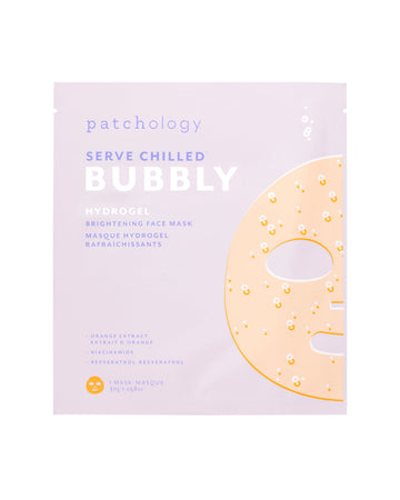 Patchology Bubbly brightening face mask packaging on a white background
