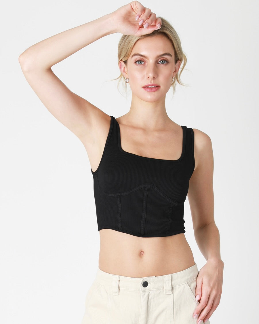 Ribbed Square Neck Corset Top – Coulee Boutique