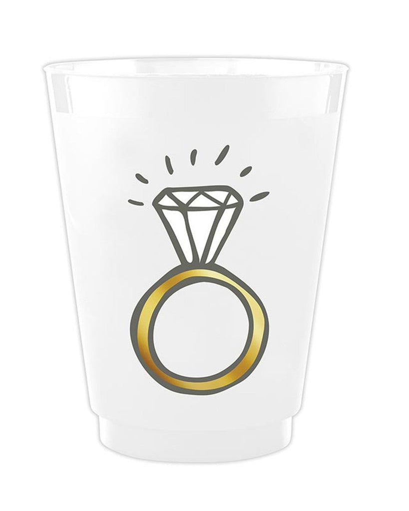 Clear glass with a diamond ring design on a white background