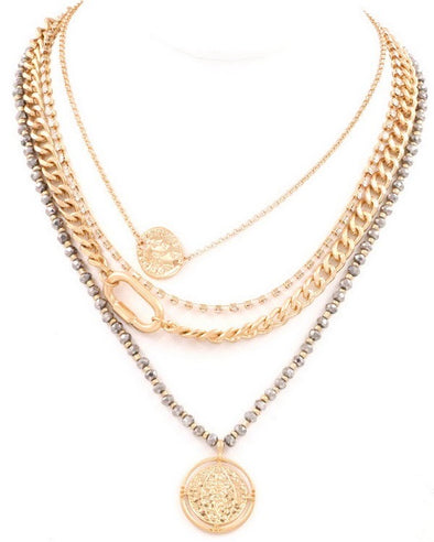 Layered Coin Charm Necklace