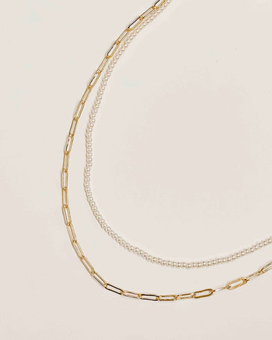 Ocean Pearl Layered Chain Necklace