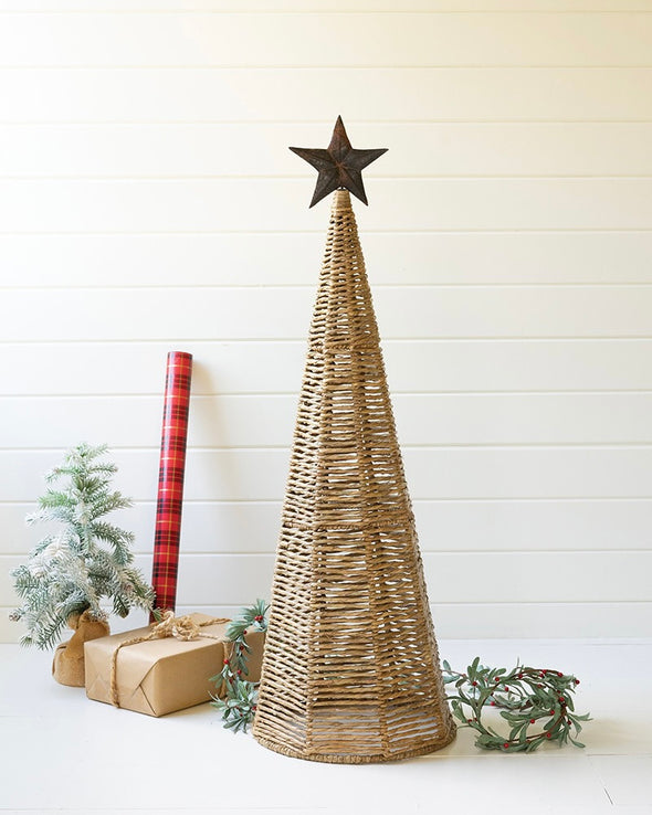 Seagrass Christmas Tree with Metal Star