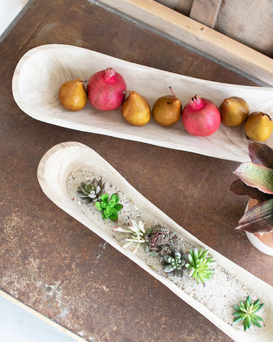 Hand Carved Oval Wooden Bowls