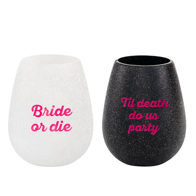 Bride Or Die Wine Cup Set