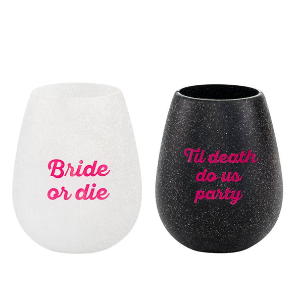 Bride Or Die Wine Cup Set