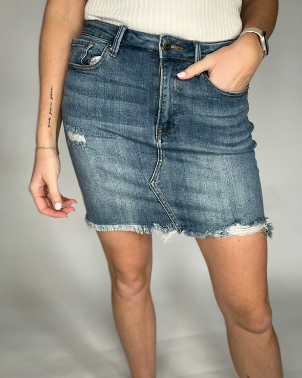 Frayed Bottom Jean Skirt