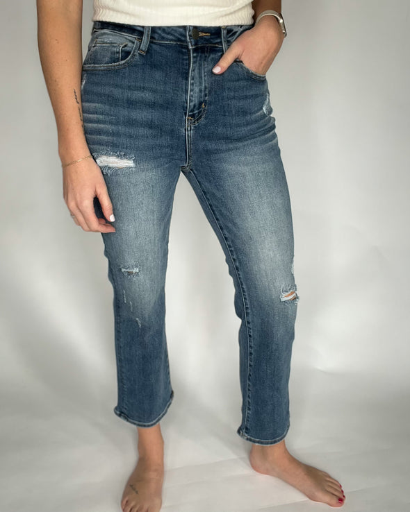 Vintage Wash Straight Leg Jeans