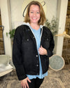 Hooded Denim Jacket - Black