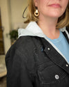 Hooded Denim Jacket - Black