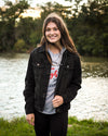 Hooded Denim Jacket - Black