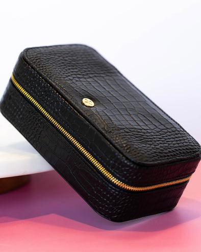 Black Croc Jewelry Case