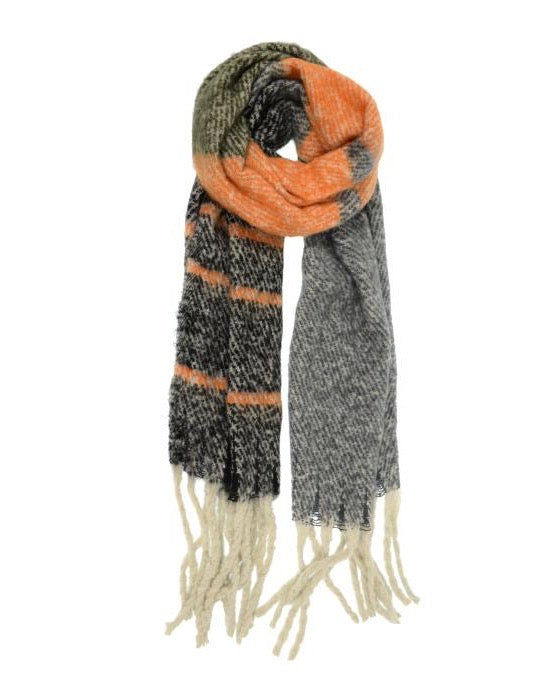 Color Block Fringe Scarf