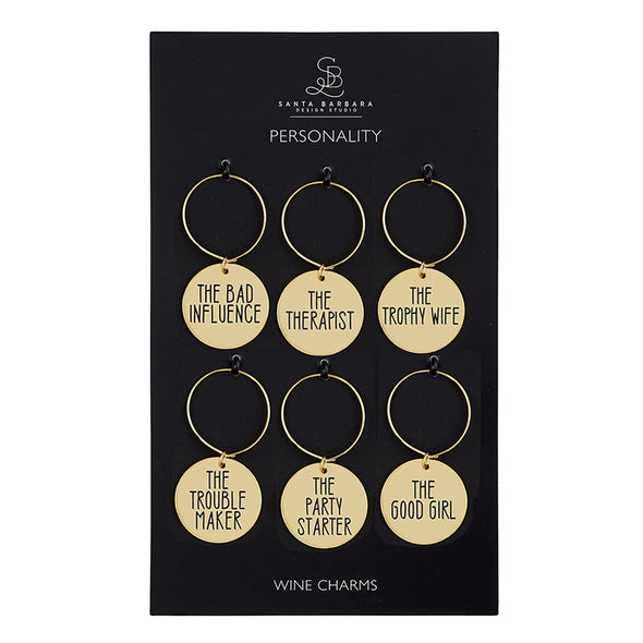Gold Personality Wine Charms